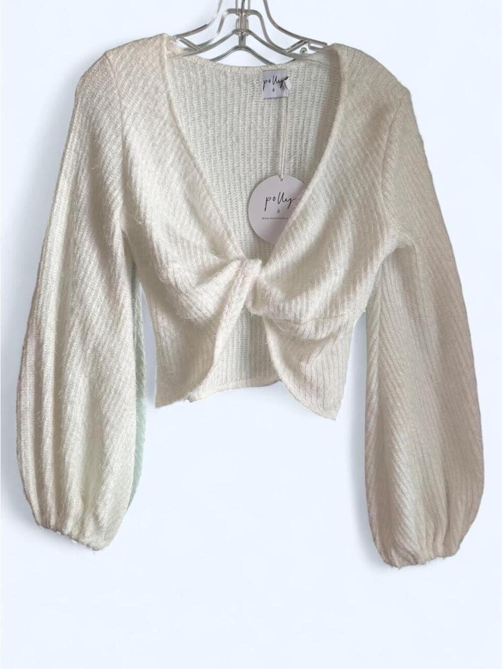 Princess Polly white fuzzy sweater